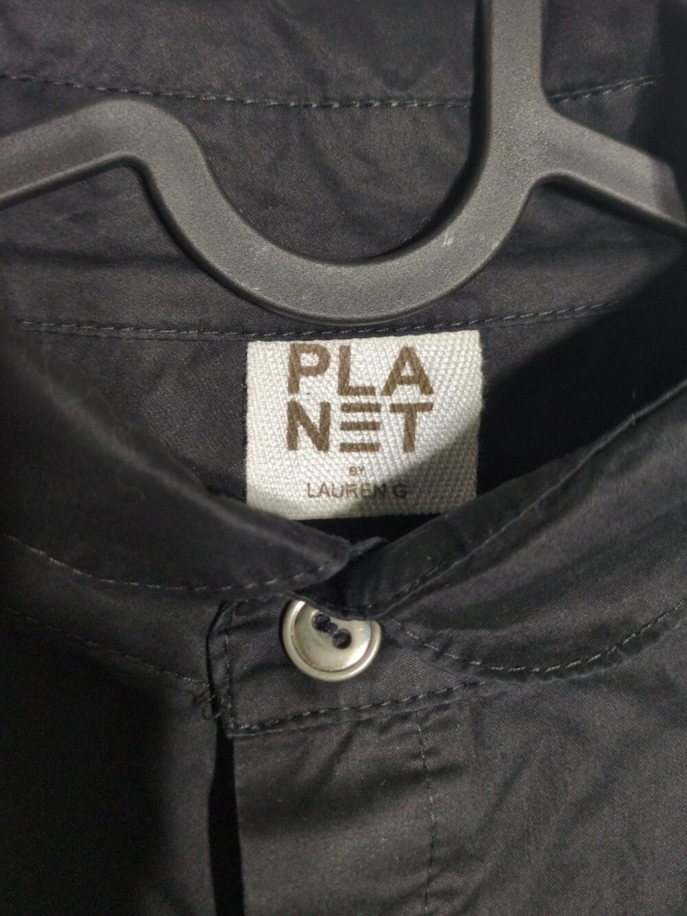 PLANET by Lauren G Cotton Signature Black Shirt Top One Size Oversized Drape - Picture 3 of 13